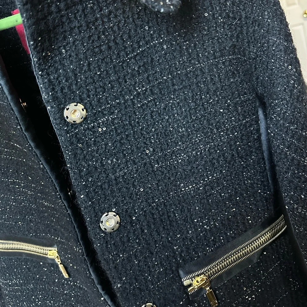Moncler Gamme Rouge Limited Edition Sequin Statement Coat – Size 0 Black & Gold✨ - Picture 9 of 9